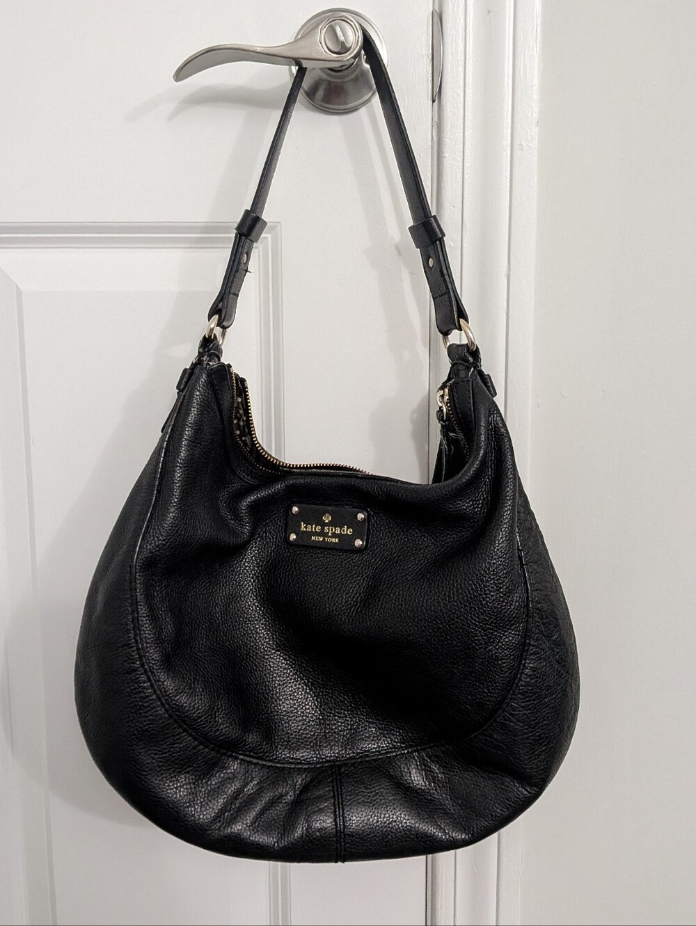 Kate Spade New York Black Pebbled Leather Hobo Bag